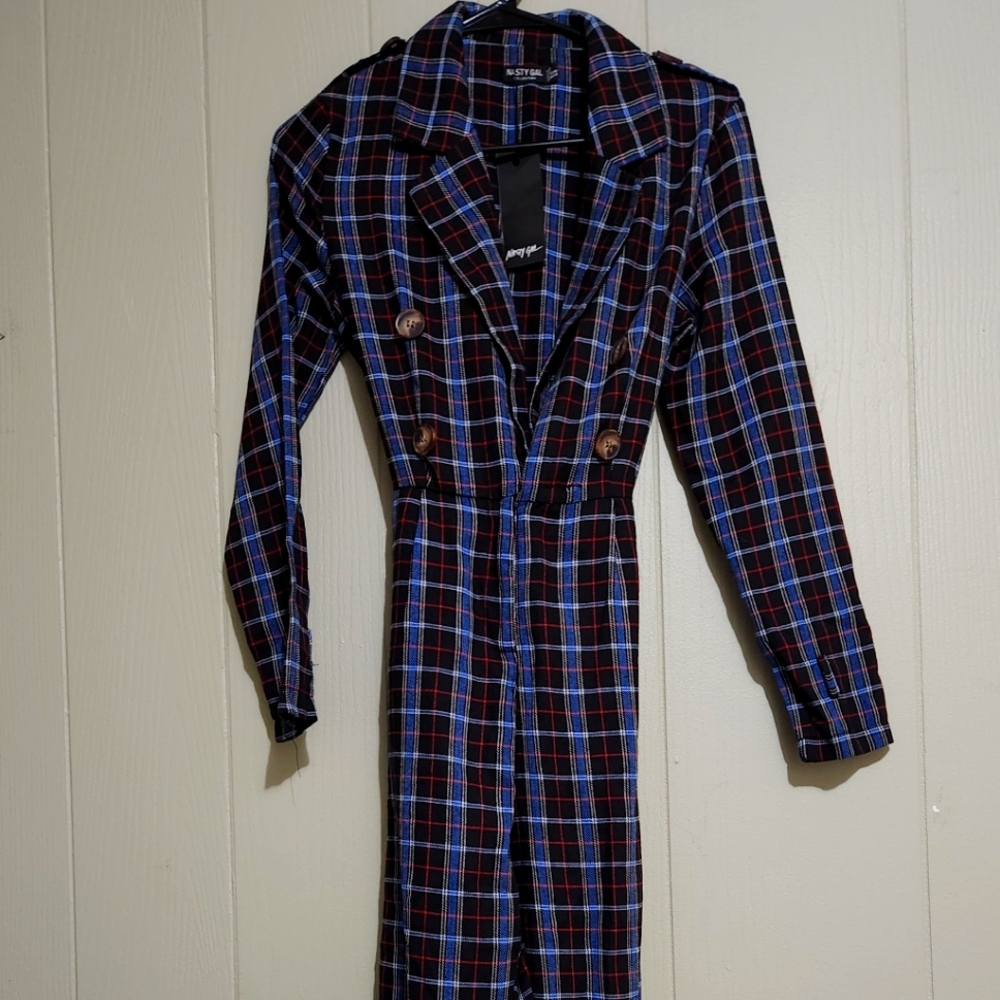 NWT Nasty Gal Plaid Pant Jumpsuit